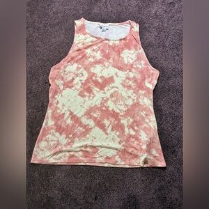 LulaRoe Pink and Cream Tie-Dye Tank Top